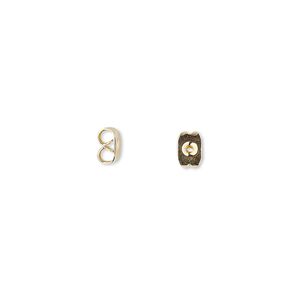 Earnut 1pkg100 gold-plated, 5.5x4mm square, brass 50 pair