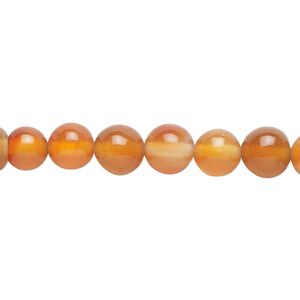 Red agate 1pkg1, round bead 15 inch 7-8mm