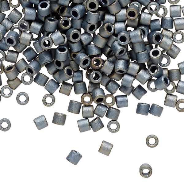 Seed bead, Delica®, glass, pkg/7.5g, #8 round, opaque matte luster black (DBL-0307). image number 0
