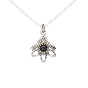 Black onyx / sterling silver 1pkg1, antiqued open beaded drop 14x12.5mm