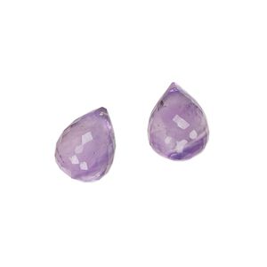 Amethyst 1pkg2, hand-cut top-drilled faceted briolette bead natural 12x9mm-14x10mm