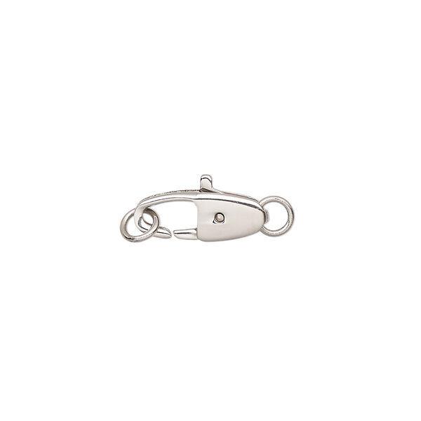 Clasp, lobster claw, stainless steel, 14x5mm oval with 2 closed jump rings. Sold individually. image number 0