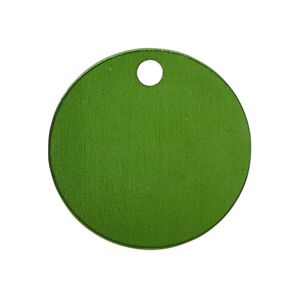 Drop, anodized aluminum, dark green, 25.5mm double-sided flat round blank with 3mm hole, 20 gauge. Sold per pkg of 10.