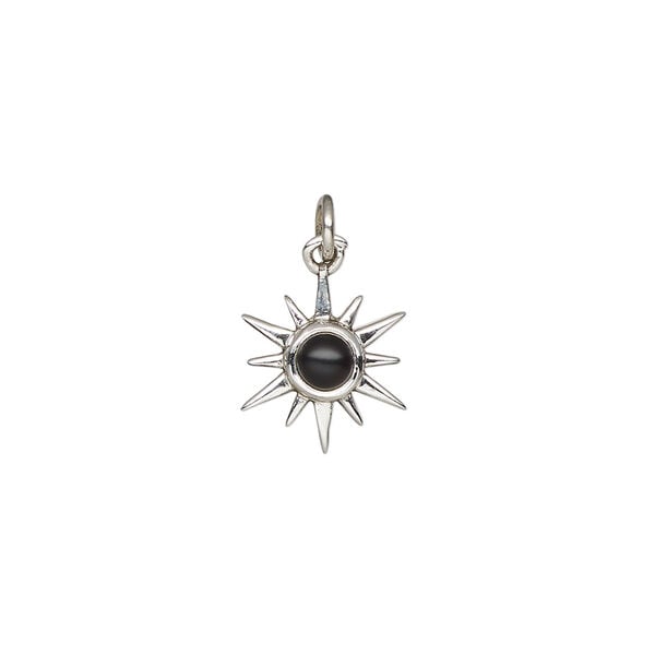 Black onyx / sterling silver 1pkg1, antiqued open star drop 12x12mm image number 1