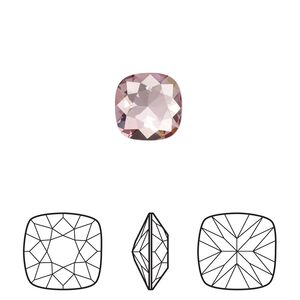 Fancy stone 2pk crystal antique pink, Crystal Passions® 10mm cushion 4470