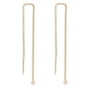 Ear thread 1pkg2 14Kt gold-filled, 4.5 inch box chain / closed loop, 1 pair