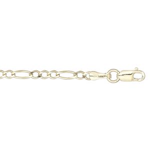 Chain 1pkg1 14Kt gold figaro, 2.6mm beveled / mixed clasp, 16 inch