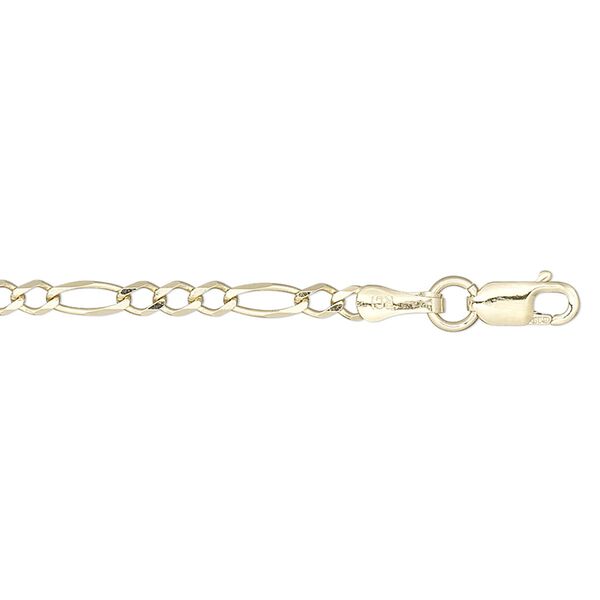 Chain, 14Kt gold, 2.6mm beveled figaro, 16 inches with lobster claw clasp. Sold individually. image number 0