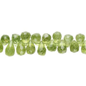 Peridot 1pkg1, hand-cut top-drilled faceted briolette bead natural 15.5-16 inch 4x3mm-8x5mm