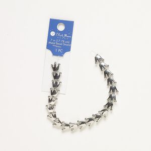 Bead, silver-finished "pewter" (zinc-based alloy), 11x9mm crown. Sold per 7-inch strand.