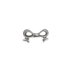 Bead, pewter (tin-based alloy), pkg/1, antiqued, 16x9mm double-sided bow, fits 8mm cube.