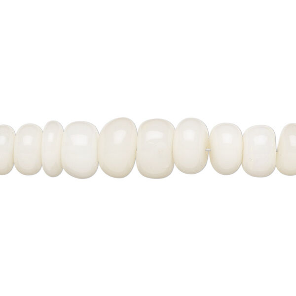 Bead, Ethiopian white opal (natural), 3x1mm-8x5mm graduated hand-cut rondelle, C+ grade, Mohs hardness 5 to 6-1/2. Sold per 12-inch strand. image number 0