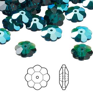 Margarita flower 12pk emerald shimmer, Crystal Passions® 10x3.5mm 3700