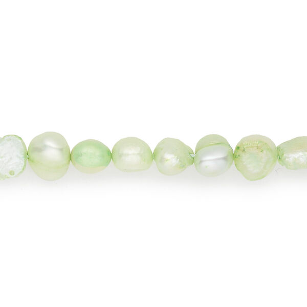 Pearl, cultured freshwater (dyed), aloe green, 5-6mm flat-sided potato, D grade, Mohs hardness 2-1/2 to 4. Sold per 15-inch strand. image number 0
