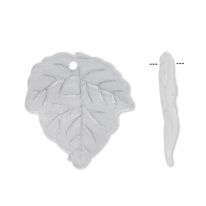 Drop, acrylic, frosted clear, 24x23mm leaf. Sold per pkg of 100.