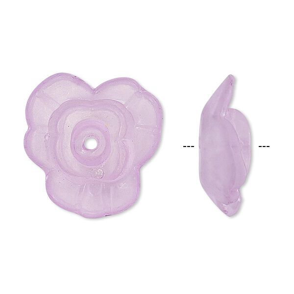 Component, acrylic, frosted light purple, 21x8mm flower. Sold per pkg of 50. image number 0
