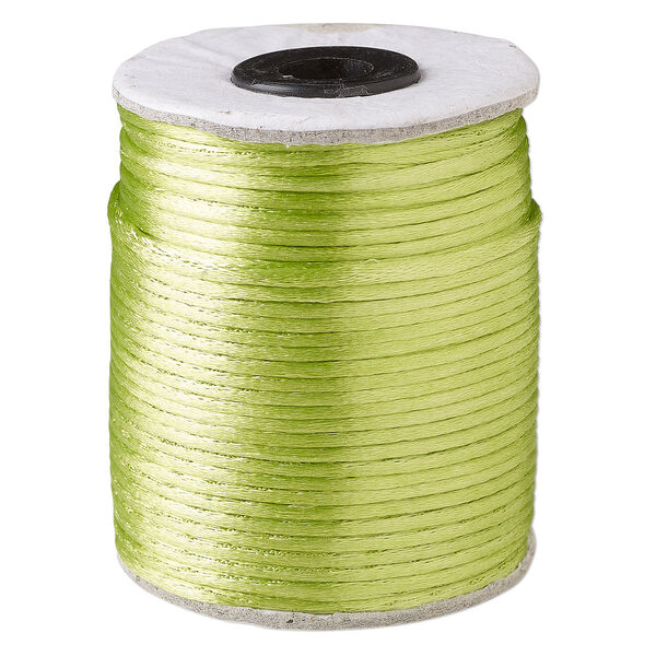 Cord, Satinique™, satin, apple green, 2mm. Sold per 200-foot spool. image number 0
