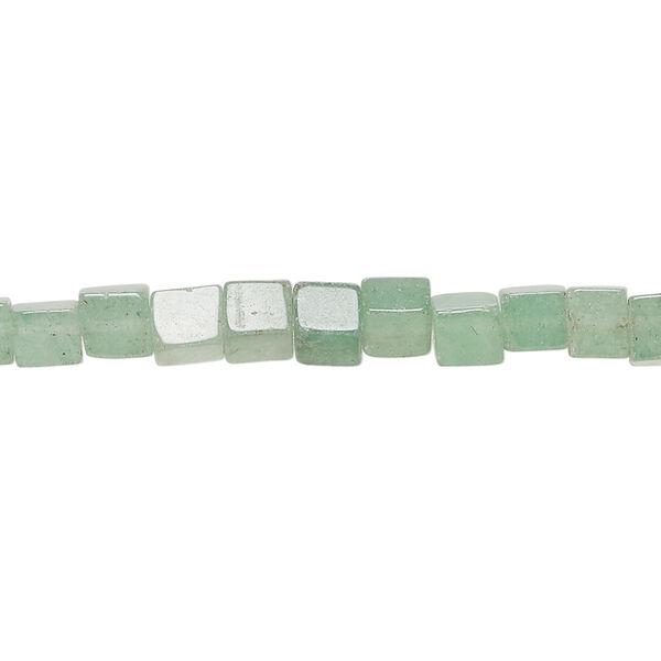 Green aventurine 1pkg1, cube bead, 15 inch 4-5mm image number 0
