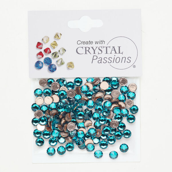 Flat back 1pkg144 blue zircon, Crystal Passions&reg; rhinestone 4.60-4.80mm hotfix round SS20 image number 0