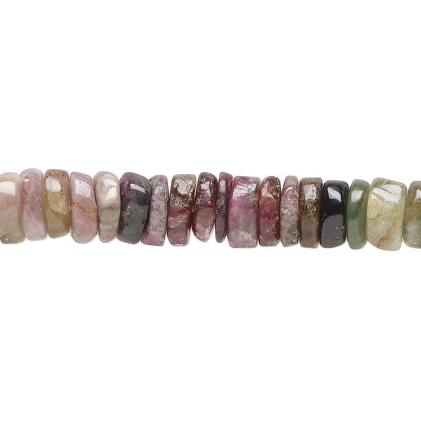 Multi-tourmaline 1pkg1, hand-cut heishi bead natural C grade, 14 inch 6x1mm-8x4mm image number 0