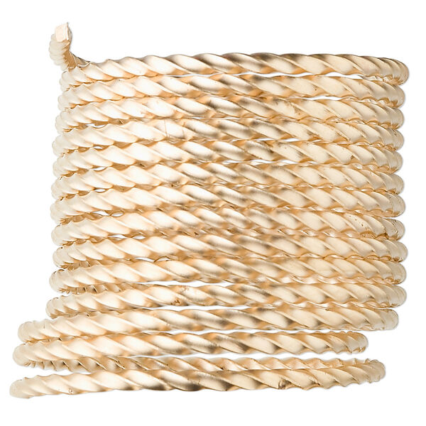 Wire, 12Kt gold-filled, full-hard, twisted square, 18 gauge. Sold per pkg of 5 feet. image number 0