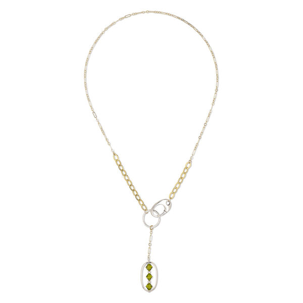 Necklace, One of a Kind jewelry, 14Kt gold-filled and crystal, olivine, 18 inches with lobster claw clasp. Only one available. image number 0
