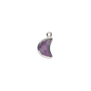 Drop sterling silver amethyst 1pk 9x7mm hand-cut flat 2-sided half moon, natural