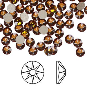 Flat back 144pk light amber foil back, Crystal Passions® 4.6-4.8mm rose round SS20 2088