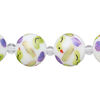 Bead, glass 1pkg8, multicolored, 14mm round with hand-painted bird and heart. image number 0