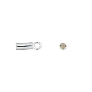 Cord end, glue-in, sterling silver, 8x3mm cylinder, 2.5mm inside diameter. Sold per pkg of 4.