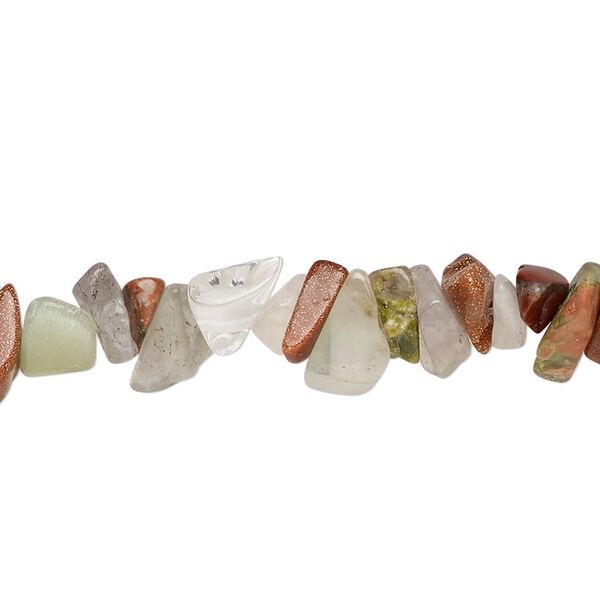 Multi-gemstone / glass 1pkg1, chip bead 35 inch small to large image number 0