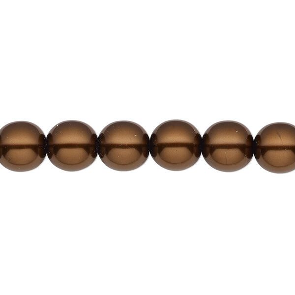 Bead, Czech pearl-coated glass druk, opaque chocolate, 8mm round. Sold per 15-1/2" to 16" strand. image number 0