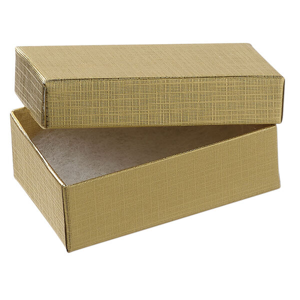 Box 1pkg10, paper and "cotton" filled, gold, 2-1/2 x 1-1/2 x 7/8 inches rectangle image number 1
