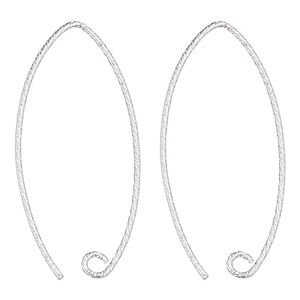 Ear wire 1pkg2 sterling silver, 32mm diamond-cut marquise / open loop, 21 gauge 1 pair