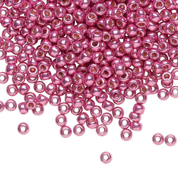 Seed bead, Miyuki, glass, pkg/50g, #8 rocaille, Duracoat® opaque galvanized hot pink, (RR-4210). image number 0