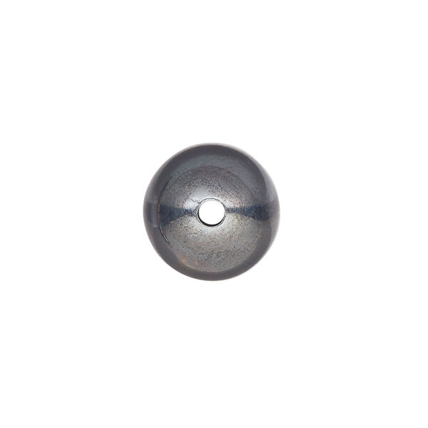 Bead, Navajo pearl style, brushed oxidized sterling silver, 14mm round. Sold individually. image number 1