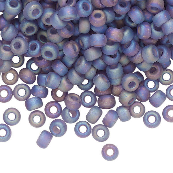 Seed bead, Miyuki, glass, pkg/25g, #6 rocaille, translucent matte rainbow light amethyst, (RR-157FR). image number 0
