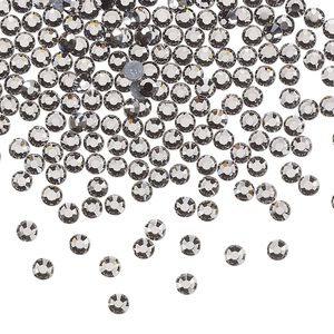 Flat back, Dance With Me™ crystal hotfix rhinestone, black diamond, foil back, 2.7-2.9mm rose, SS10. Sold per pkg of 144 (1 gross).