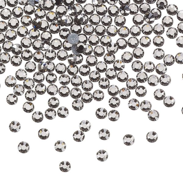 Flat back, Dance With Me™ crystal hotfix rhinestone, black diamond, foil back, 2.7-2.9mm rose, SS10. Sold per pkg of 144 (1 gross). image number 0