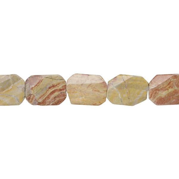 Rainbow marble 1pkg1, 2-cut flat freeform bead natural, 15 inch 39x29mm-40x31mm image number 1