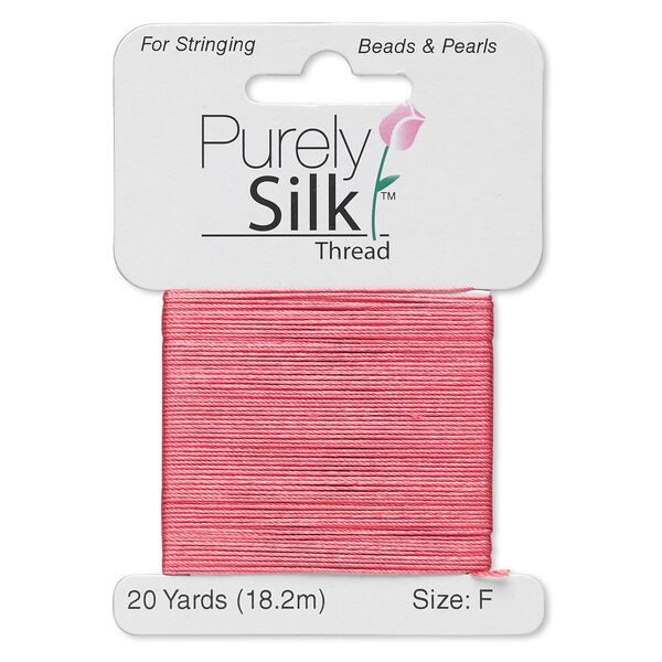 Thread, Purely Silk™, coral, size F. Sold per 20-yard card. image number 0