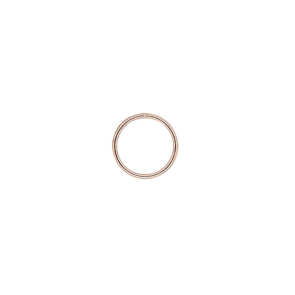 Jump ring, copper-plated brass, 10mm soldered round, 8.3mm inside diameter, 20 gauge. Sold per pkg of 100. image number 0