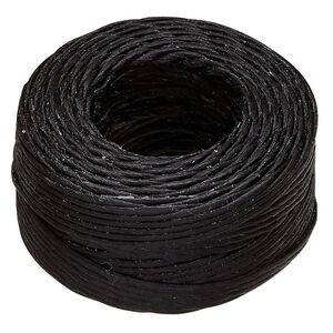 Thread, Hemptique®, polyester, pkg/25 yards, black, 1mm smooth.