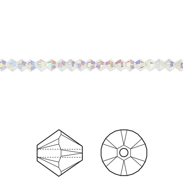 Bead 144pk crystal AB 2X, Crystal Passions® 3mm bicone 5328 image number 0