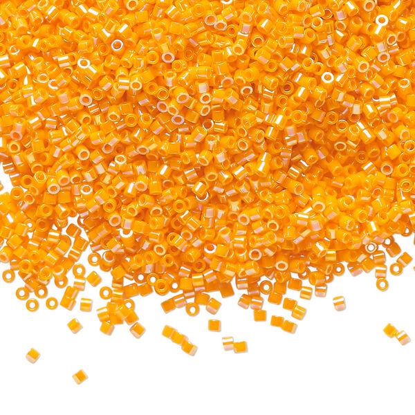 Seed bead, Delica®, glass, pkg/7.5g, #15 round, opaque rainbow mandarin orange (DBS-1573). image number 0
