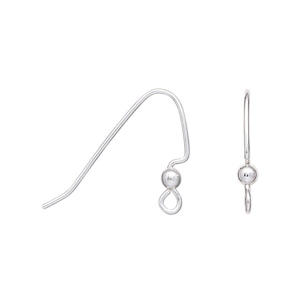 Ear wire 1pkg10 sterling silver, 17mm angular / 3mm ball / perfect balance / open loop, 20 gauge 5 pair image number 0