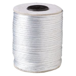 Cord, Satinique™, satin, light grey, 2mm. Sold per 200-foot spool.