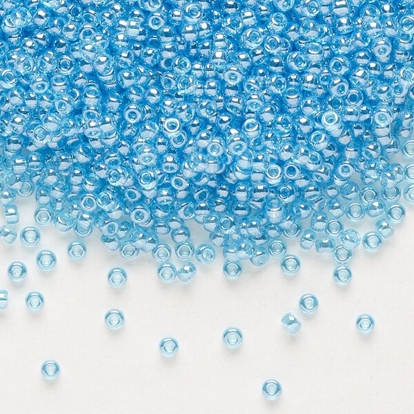 Seed bead, Miyuki, glass, pkg/25g, #11 rocaille, translucent luster ocean blue, (RR-321D). image number 0