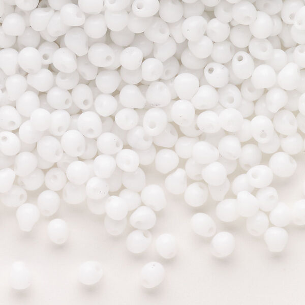Seed bead, Miyuki, glass, pkg/10g, 4x3.4mm fringe, opaque white, (DP-402). image number 0