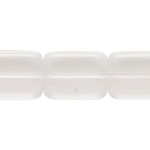 Bead, Czech glass, clear, 19x14mm flat rectangle. Sold per 7-inch strand, approximately 9 beads.
